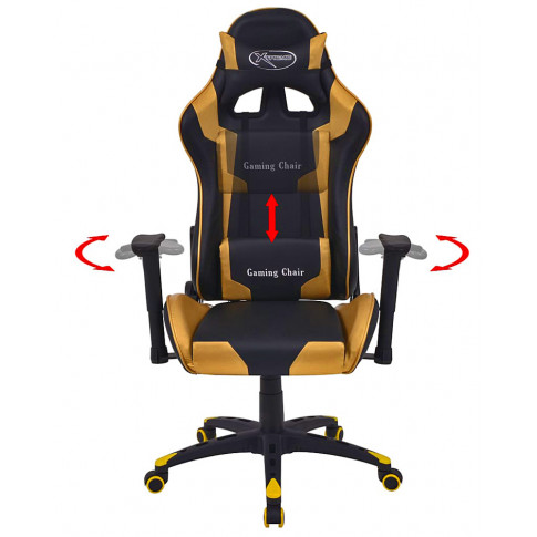 Czarno-złoty nowoczesny fotel gamingowy Trevos