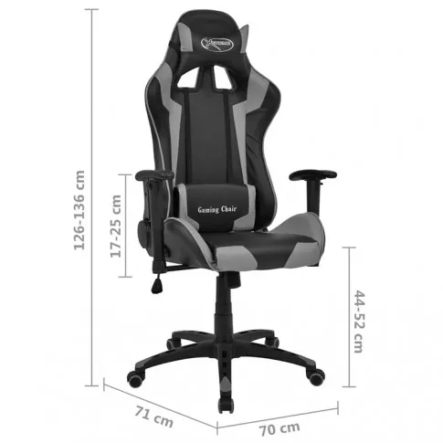 Czarno-szary fotel gamingowy Trevos wymiary
