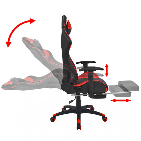 Czarno-czerwony fotel dla graczy ergonomiczny Vesaro