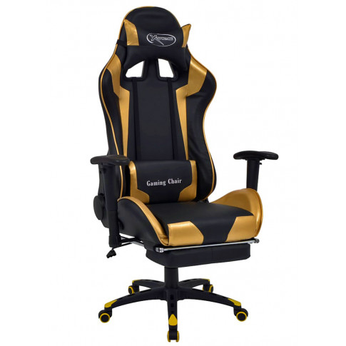 Czarno-złoty fotel gamingowy Vesaro