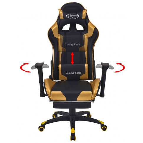 Czarno-złoty fotel obrotowy gamingowy Vesaro