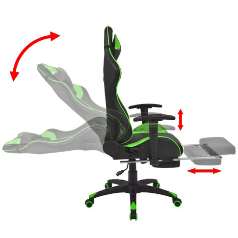 Czarno-zielony fotel regulowany dla graczy Vesaro