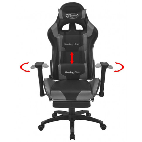 Czarno-szary ergonomiczny fotel dla gracza Vesaro