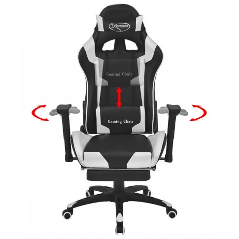 Czarno-biały regulowany fotel gamingowy Vesaro