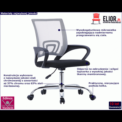 Czarno-szary fotel obrotowy do biura Savo