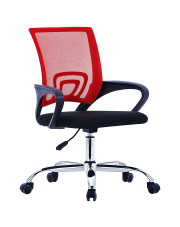 Czarno-czerwony fotel biurowy z siatkowym oparciem - Savo w sklepie Edinos.pl