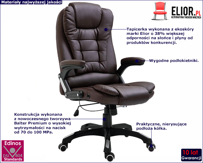 Produkt Brązowy rozkładany fotel biurowy - Loker