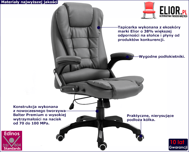 Produkt Szary rozkładany fotel gabinetowy - Loker