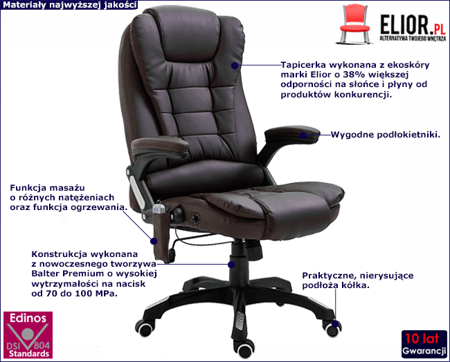 Fotel biurowy podgrzewany masujący Verta