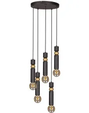 Czarna loftowa lampa z 5 zwisami - S081-Cubires w sklepie Edinos.pl