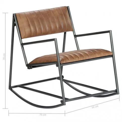 Wymiary skórzany fotel bujany jasny brąz Tono