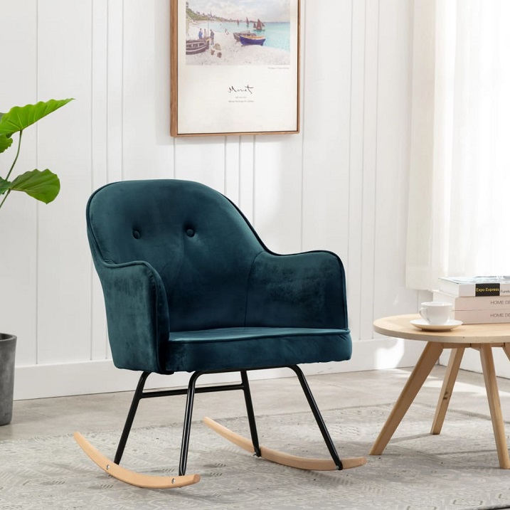 Produkt Niebieski aksamitny fotel bujany – Revers  - zdjęcie numer 2