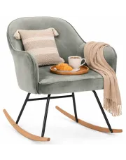 Szary aksamitny fotel bujany – Merco w sklepie Edinos.pl