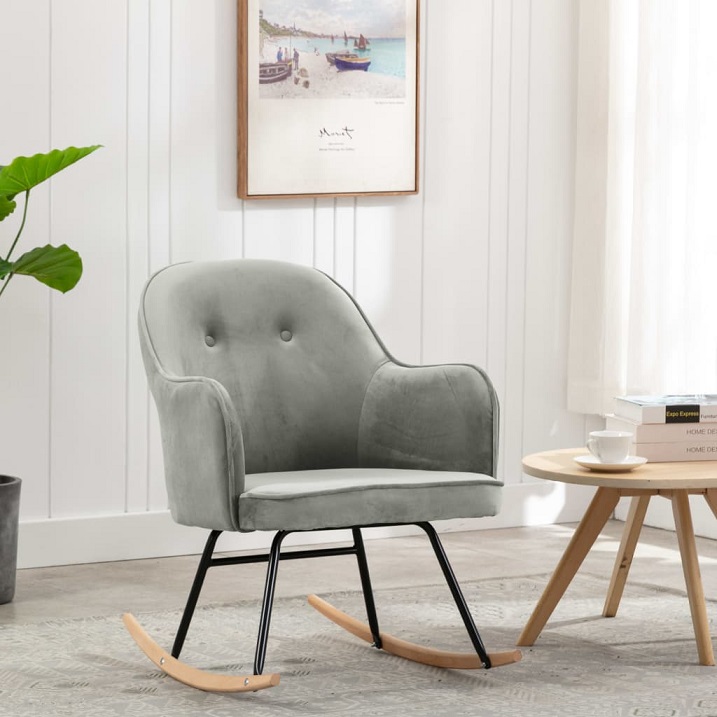 Produkt  Szary aksamitny fotel bujany – Revers  - zdjęcie numer 2