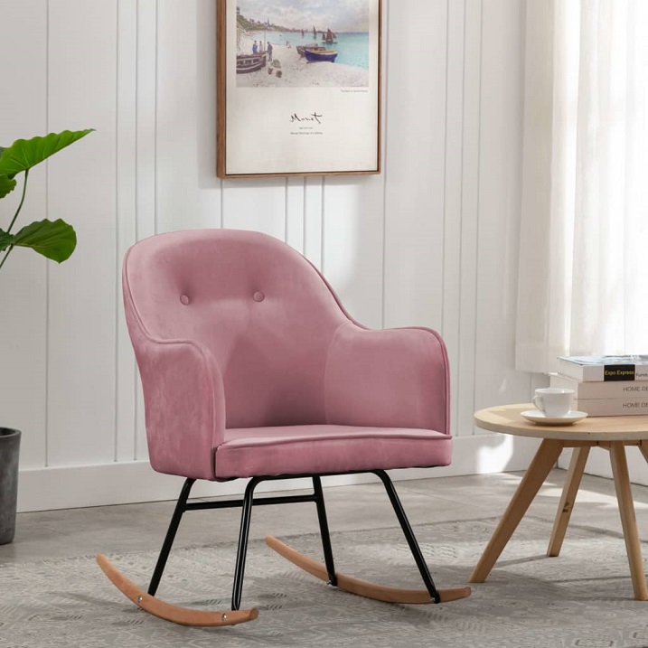 Produkt Różowy aksamitny fotel bujany – Revers  - zdjęcie numer 2