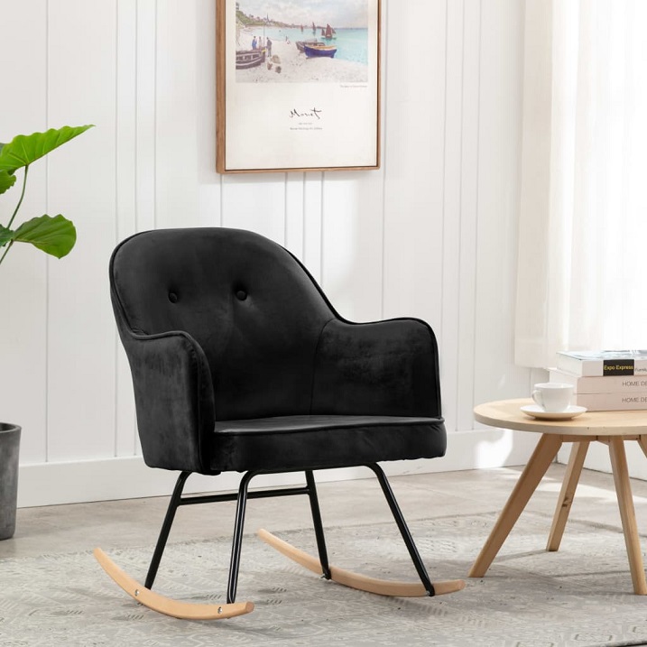 Produkt Czarny aksamitny fotel bujany – Revers  - zdjęcie numer 2