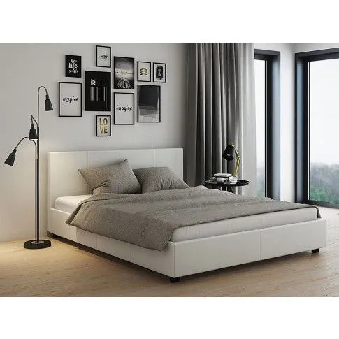 Fotografia Łóżko białe Elyso 160x200 z kategorii Łóżka tapicerowane