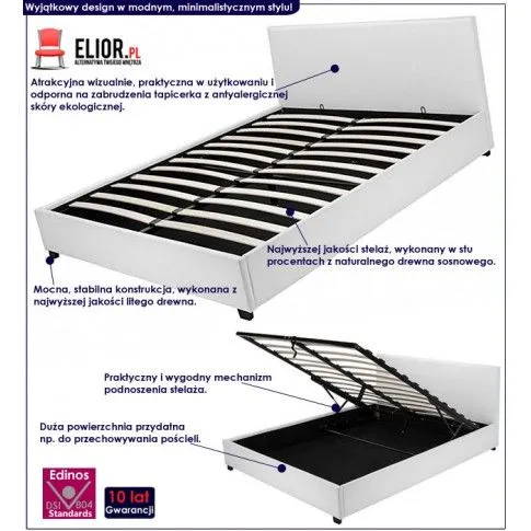 Szczegółowe zdjęcie nr 4 produktu Łóżko białe Elyso 160x200