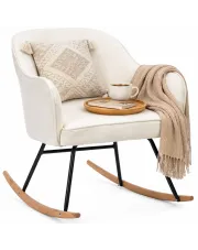 Kremowy aksamitny fotel bujany – Merco w sklepie Edinos.pl