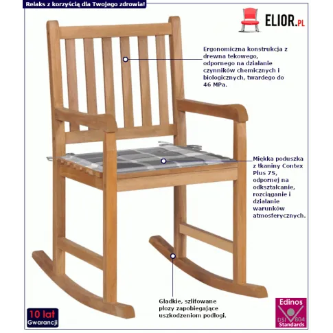 Drewniany fotel bujany Korja: infografika