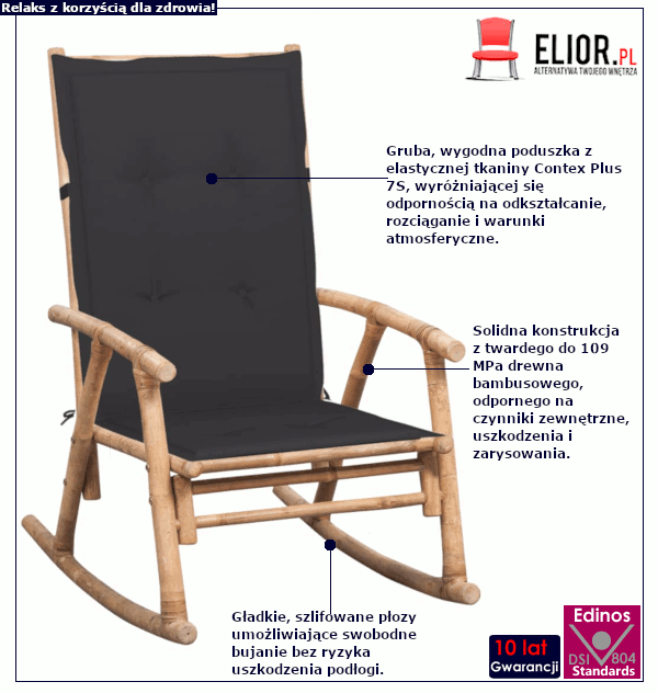 Bambusowy fotel bujany Bamsa: cechy produktu