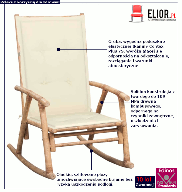 Bambusowy fotel bujany Bamsa: cechy produktu