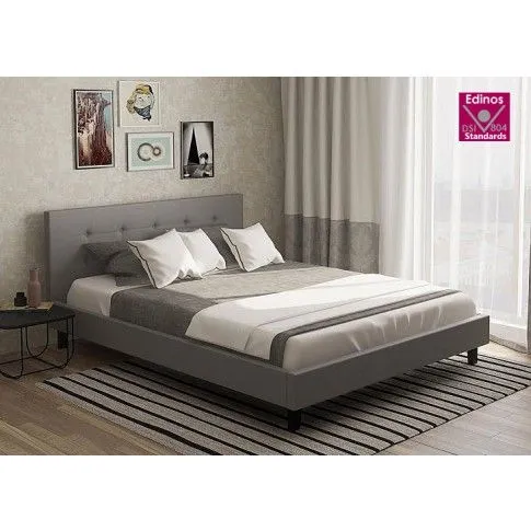 Zdjęcie Łóżko pikowane szare 160x200 | Edinos.pl