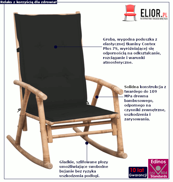 Fotel bujany bambusowy Bamsa: informacje
