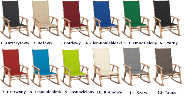 Dostępne kolory poduszek w fotelu Bamsa