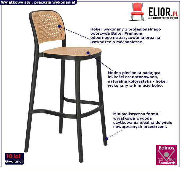 Czarny hoker Aparro 2X - pleciony