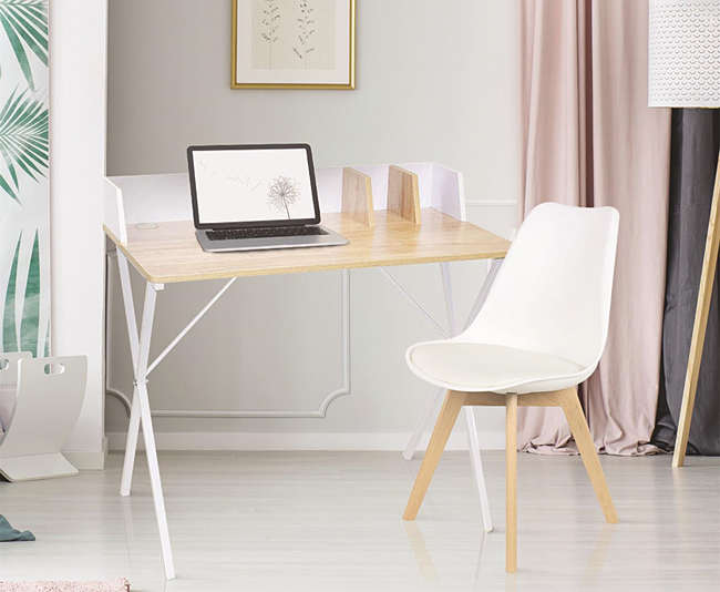 Białe biurko Tabiso - jasne