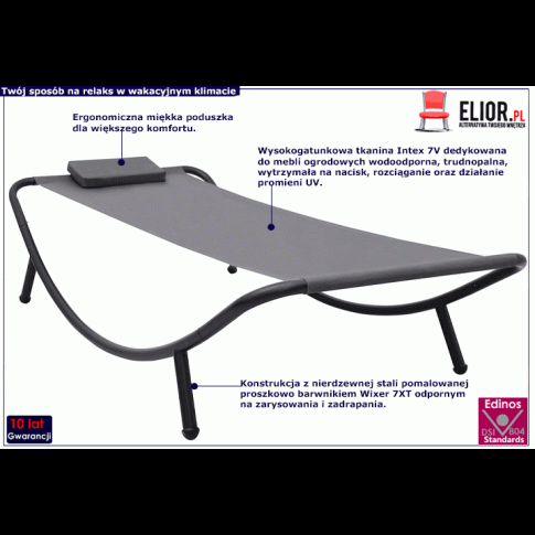 Szary pojedynczy leżak z poduszką Pafos 4X