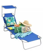 Niebieski leżak ogrodowy z zadaszeniem - Riogix w sklepie Edinos.pl