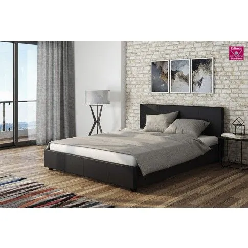 Zdjęcie Łóżko czarne skórzane Elyso 140x200 | Edinos.pl