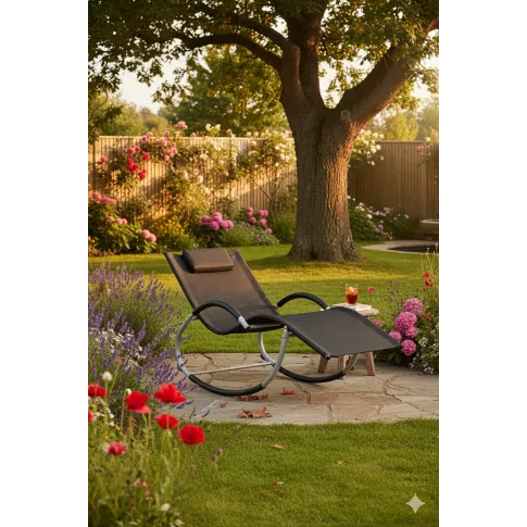 Czarny leżak ogrodowy bujany   Robzen