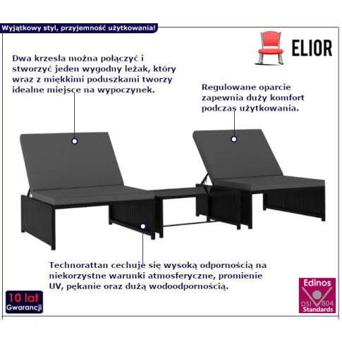 Reviora czarny zestaw wypoczynkowy