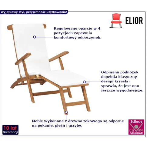 Rilasso leżak ogrodowy z kremową poduszką