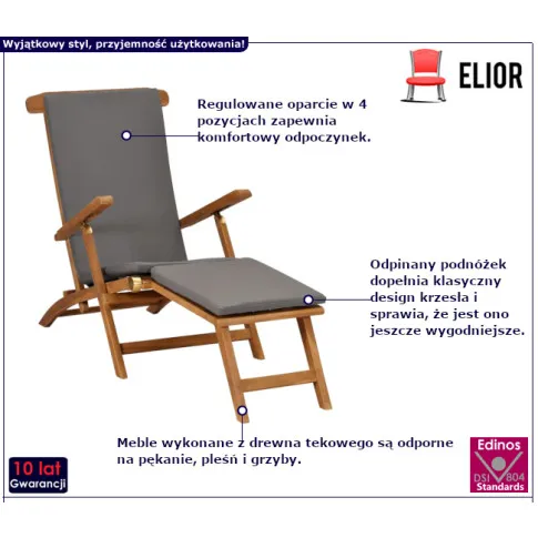 Rilasso leżak ogrodowy z ciemnoszarą poduszką