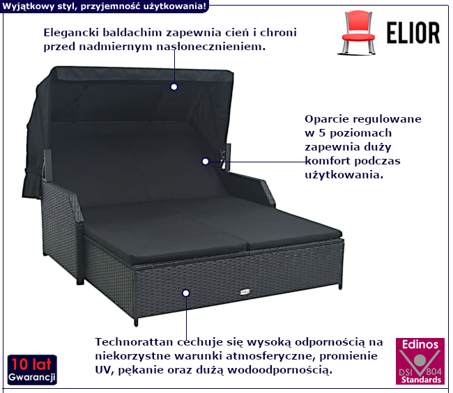 Leżak jednoosobowy Dalina