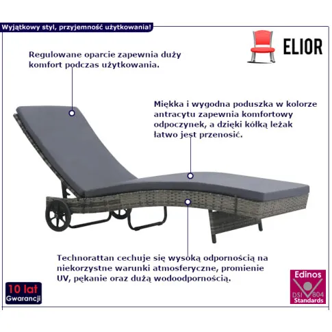Calvero antracytowy leżak ogrodowy