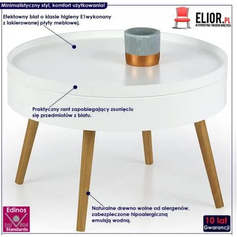 Fotografia Skandynawska biała ława ze schowkiem Ysted z kategorii Ławy i stoliki