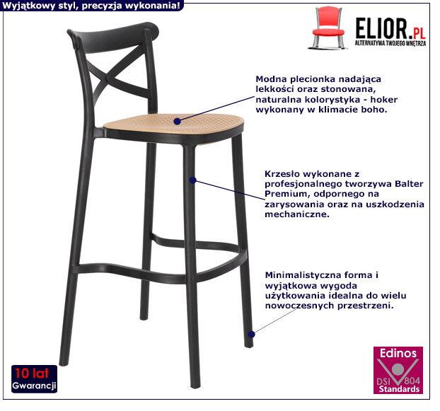 Czarny hoker Tedal - loftowy