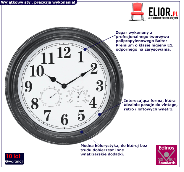 Rustykalny zegar Football - okrągły