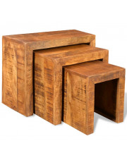 Zestaw trzech stolików drewnianych - Tomino 2X w sklepie Edinos.pl