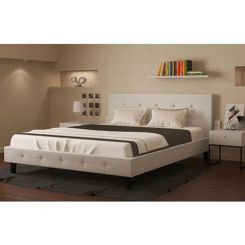 Zdjęcie Łóżko białe skórzane Tunia 140x200 | Edinos.pl