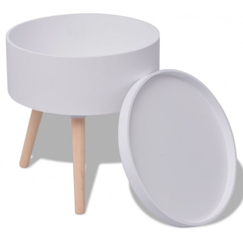 Biały, okrągły stolik z tacą – Amurro 1