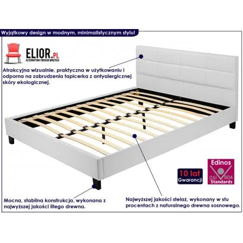 Zdjęcie białe łóżko tapicerowane pikowane Azalis 180x200 - Edinos.pl