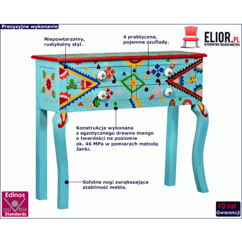 Niebieska drewniana konsola Fomis