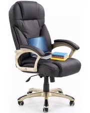 Czarny biurowy fotel obrotowy z ekoskóry - Marieta w sklepie Edinos.pl