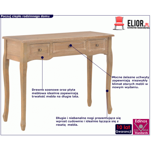 konsola protea z drewna sosnowego